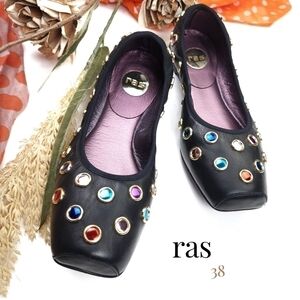 🔴 RAS Luxury Brand Blue Jeweled Ballet Flats Sz 38